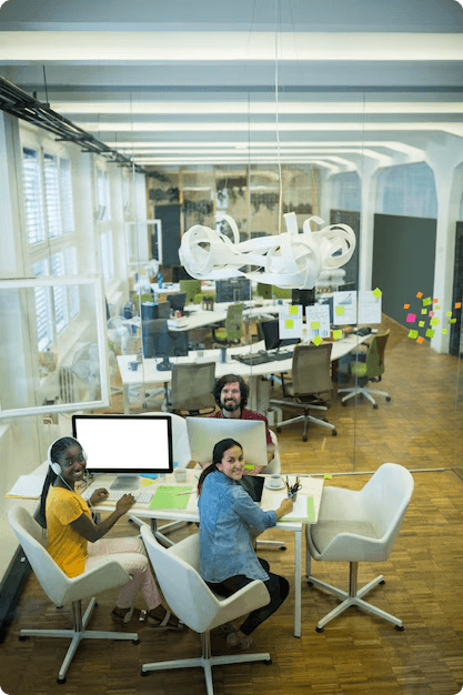 Factory workers discussing