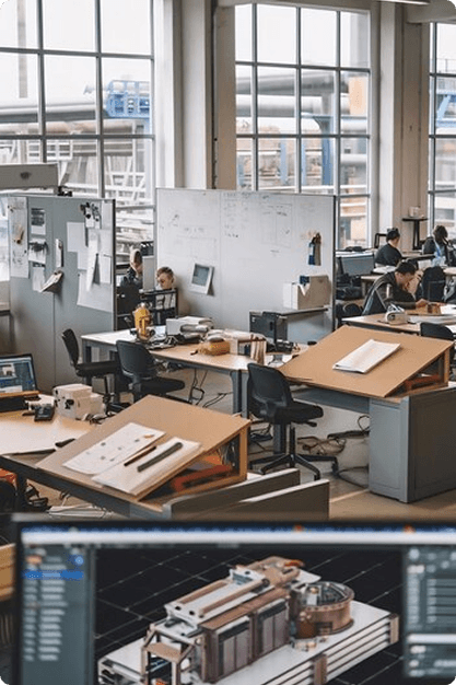 Factory workers discussing