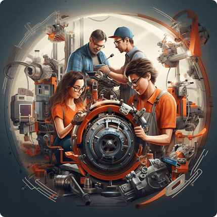 Factory workers discussing